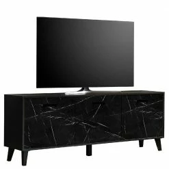 TV Unterschrank In Schwarz Marmor Look - Jaennos 11 TV Unterschrank In Schwarz Marmor Look - Jaennos -Lana Sales tv unterschrank in schwarz marmor look mit 186 cm breite 3 tuerig jaennos 03