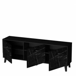 TV Unterschrank In Schwarz Marmor Look - Jaennos 12 TV Unterschrank In Schwarz Marmor Look - Jaennos -Lana Sales tv unterschrank in schwarz marmor look mit 186 cm breite 3 tuerig jaennos 04