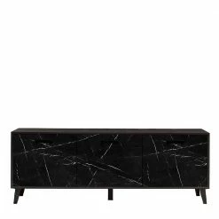 TV Unterschrank In Schwarz Marmor Look - Jaennos