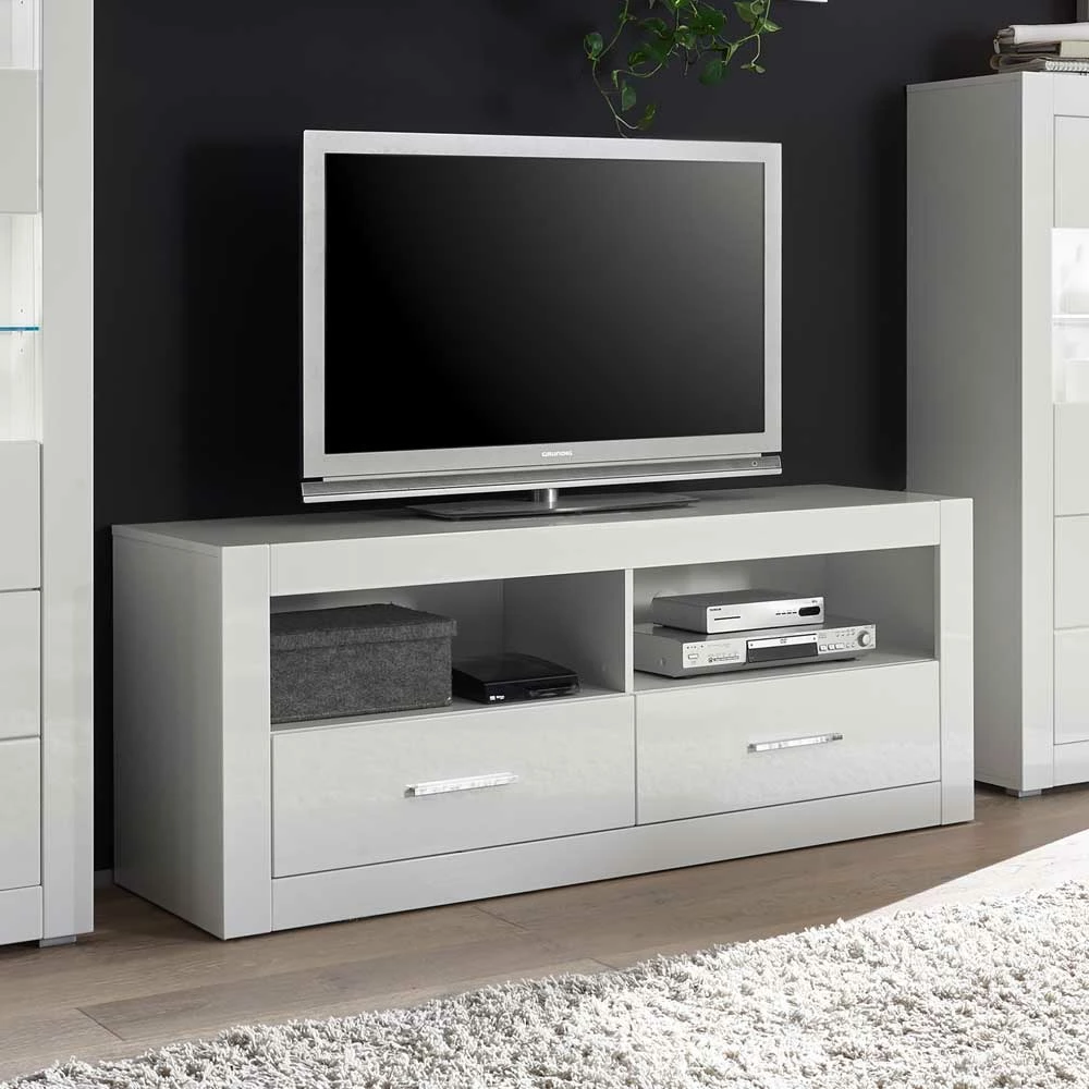 TV Unterschrank In Weiß Hochglanz Yulis Mit 2 Fächern 4 TV Unterschrank In Weiß Hochglanz Yulis Mit 2 Fächern – Bild 2