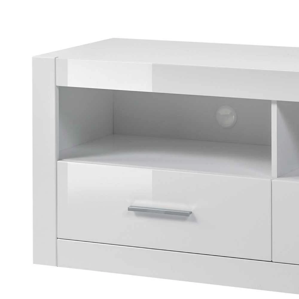 TV Unterschrank In Weiß Hochglanz Yulis Mit 2 Fächern 6 TV Unterschrank In Weiß Hochglanz Yulis Mit 2 Fächern – Bild 4