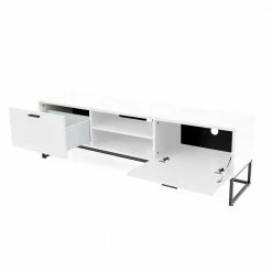 TV Unterschrank In Weiß & Schwarz - Heydna -Lana Sales tv unterschrank in weiss schwarz mit schublade klappe 2 faechern heydna 04