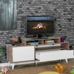 TV Unterschrank Mit Aufsatz 150 Cm Breit - Mauriciana 11 TV Unterschrank Mit Aufsatz 150 Cm Breit - Mauriciana -Lana Sales tv unterschrank mit aufsatz 150 cm breit in weiss hochglanz braun holzoptik mauriciana 04