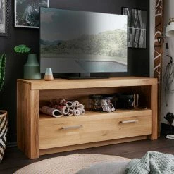 TV Unterschrank Mit Fach & Schublade - Loitons -Lana Sales tv unterschrank mit fach schublade aus geoeltem wildeichenholz loitons 01