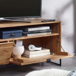 TV Unterschrank Mit Großem Fach - Varzado I -Lana Sales tv unterschrank mit grossem fach 2 klappen wildeiche metall varzado i 03