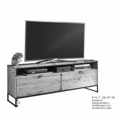 TV Unterschrank Mit Großem Fach - Varzado I -Lana Sales tv unterschrank mit grossem fach 2 klappen wildeiche metall varzado i 05