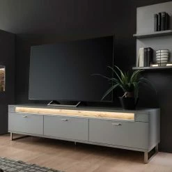 TV Unterschrank Mit LED Licht - Adecias -Lana Sales tv unterschrank mit led licht in grau mit wildeiche dekor adecias 02