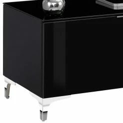 Unterschrank Für Fernseher In Schwarz & Chrom - Prosica -Lana Sales unterschrank fuer fernseher in schwarz chrom mit zwei schubladen klappe prosica 02