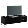 Unterschrank Für Fernseher In Schwarz & Chrom - Prosica 1 Unterschrank Für Fernseher In Schwarz & Chrom - Prosica -Lana Sales unterschrank fuer fernseher in schwarz chrom mit zwei schubladen klappe prosica f