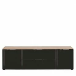 Unterschrank Für TV-Gerät In Anthrazit Glas - Adricia -Lana Sales unterschrank fuer tv geraet in anthrazit glas und sonoma eiche adricia 02