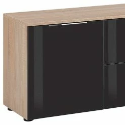 Unterschrank Für TV-Gerät In Anthrazit Glas - Adricia -Lana Sales unterschrank fuer tv geraet in anthrazit glas und sonoma eiche adricia 03