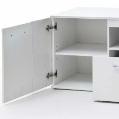 Unterschrank Für TV In Hochglanz Weiß - Sadassa -Lana Sales unterschrank fuer tv in hochglanz weiss holzdekor wildeiche sadassa 04