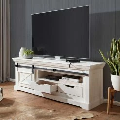 Unterschrank Für TV Mit Schiebetür - Kuito -Lana Sales unterschrank fuer tv mit schiebetuer schubladen fach in weiss kuito 02