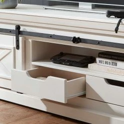 Unterschrank Für TV Mit Schiebetür - Kuito -Lana Sales unterschrank fuer tv mit schiebetuer schubladen fach in weiss kuito 04