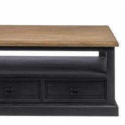 Vintage Design TV Board In Teakfarben & Schwarz - Niovan -Lana Sales vintage design tv board in teakfarben schwarz mit drei schubladen niovan 02