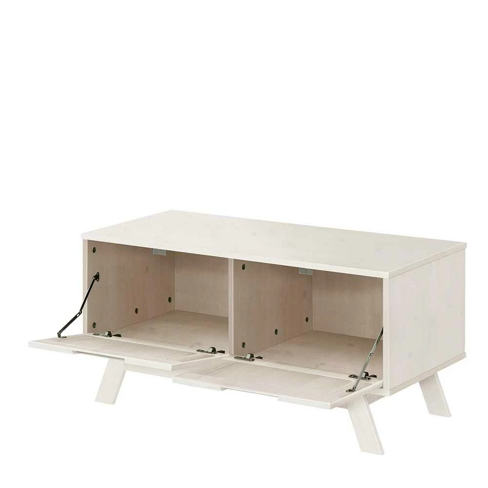 Weiß Lasierte Garderobenbank Mit Zwei Klappen - Uxenov 5 Weiß Lasierte Garderobenbank Mit Zwei Klappen - Uxenov – Bild 3