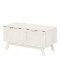 Weiß Lasierte Garderobenbank Mit Zwei Klappen - Uxenov