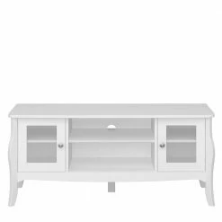 Weißer TV Unterschrank Mit Zwei Glastüren - Dosalino -Lana Sales weisser tv unterschrank mit zwei glastueren zwei faechern dosalino 02