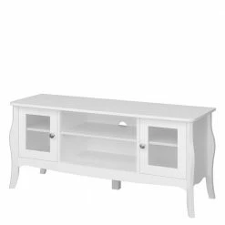 Weißer TV Unterschrank Mit Zwei Glastüren - Dosalino -Lana Sales weisser tv unterschrank mit zwei glastueren zwei faechern dosalino 03