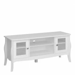 Weißer TV Unterschrank Mit Zwei Glastüren - Dosalino