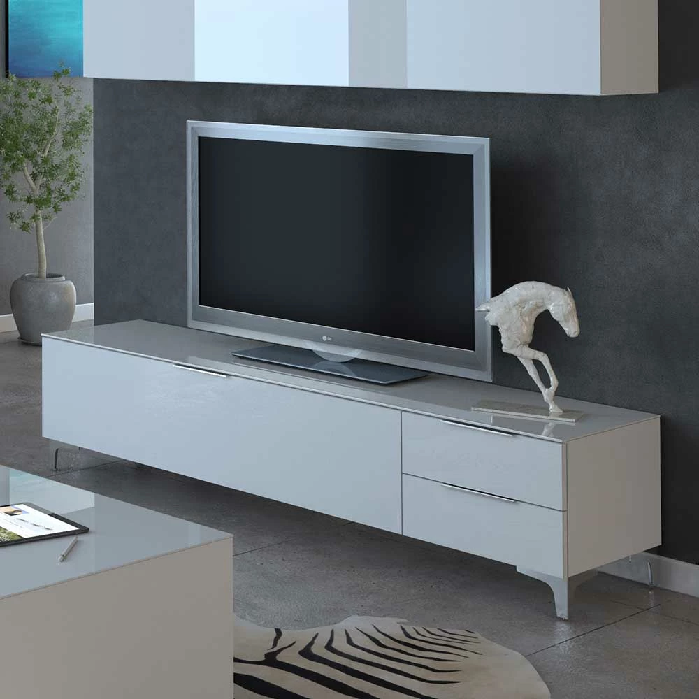 Weißes Design-Lowboard Mit Zwei Schubladen & Klappe - Zivta 8 Weißes Design-Lowboard Mit Zwei Schubladen & Klappe - Zivta – Bild 6