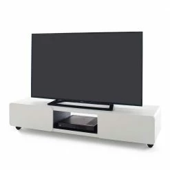 Weißes Design TV Board Auf Rollen - Mariana -Lana Sales weisses design tv board auf rollen 2 tuerig 140cm breit mariana 05