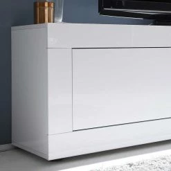 Weißes Fernsehlowboard In Hochglanz - Sogno -Lana Sales weisses fernsehlowboard in hochglanz mit tueren sogno 02