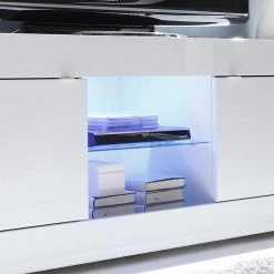 Weißes Fernsehlowboard In Hochglanz - Sogno -Lana Sales weisses fernsehlowboard in hochglanz mit tueren sogno 03