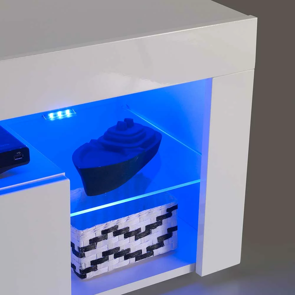 Weißes Hochglanz TV Board Beleuchtet - Cessma 6 Weißes Hochglanz TV Board Beleuchtet - Cessma – Bild 4