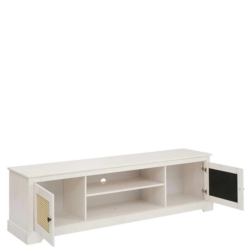 Weißes TV Board 2-türig Mit Geflecht - Isvair 5 Weißes TV Board 2-türig Mit Geflecht - Isvair – Bild 3