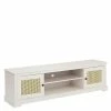 Weißes TV Board 2-türig Mit Geflecht - Isvair -Lana Sales weisses tv board 2 tuerig mit geflecht aus rattan 175x50x40 cm isvair f