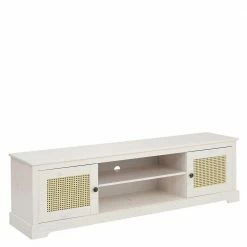 Weißes TV Board 2-türig Mit Geflecht - Isvair