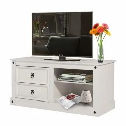 Weißes TV Board Im Landhaus Design - Segrino -Lana Sales weisses tv board im landhaus design mit metallgriffen schwarz segrino 02