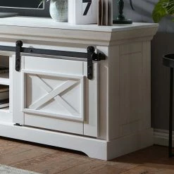 Weißes TV Board Im Modern Country Style - Kuito -Lana Sales weisses tv board im modern country style aus kiefer massivholz kuito 02