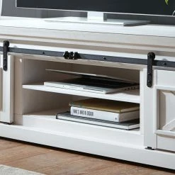 Weißes TV Board Im Modern Country Style - Kuito -Lana Sales weisses tv board im modern country style aus kiefer massivholz kuito 03