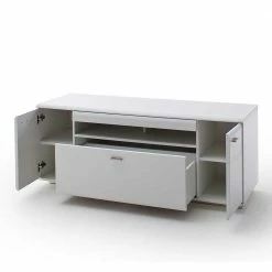 Weißes TV Element Mit 2 Türen & Fach - Hazime -Lana Sales weisses tv element mit 2 tueren fach schublade hazime 02