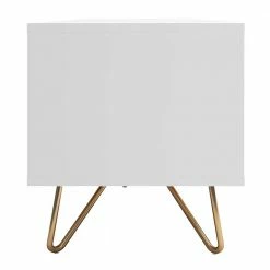 Weißes TV Lowboard Mit Klappe & Schublade - Marmore -Lana Sales weisses tv lowboard mit klappe schublade kurzen hairpin legs in gold marmore 02