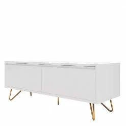 Weißes TV Lowboard Mit Klappe & Schublade - Marmore