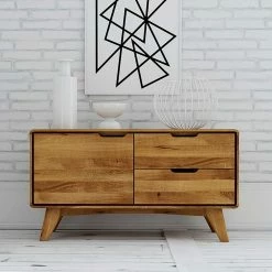 Wildeiche Kombi-Kommode 1-türig - Eavy -Lana Sales wildeiche kombi kommode 1 tuerig 2 schubladen 90x49x40 eavy 02