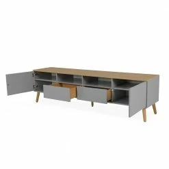 Zweifarbiger TV Unterschrank In Grau - Revanio 13 Zweifarbiger TV Unterschrank In Grau - Revanio -Lana Sales zweifarbiger tv unterschrank in grau eiche 2 tuerig 2 schubladen revanio 05