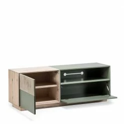 Zweifarbiges TV Board Mit Gerätefach - Ajevos -Lana Sales zweifarbiges tv board mit geraetefach klappe schublade ajevos 03